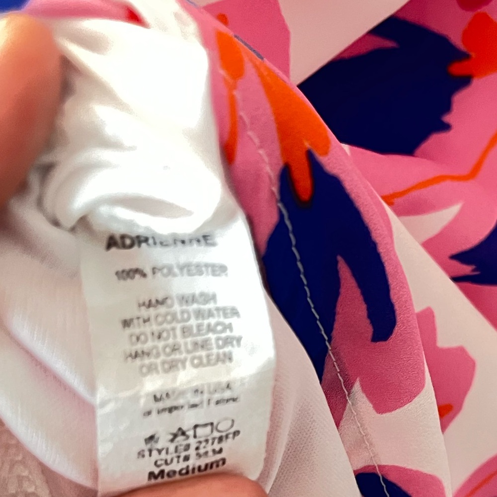 Adrienne Vibrant Floral V-Neck Blouse - Pink and Blue - Picture 6 of 6